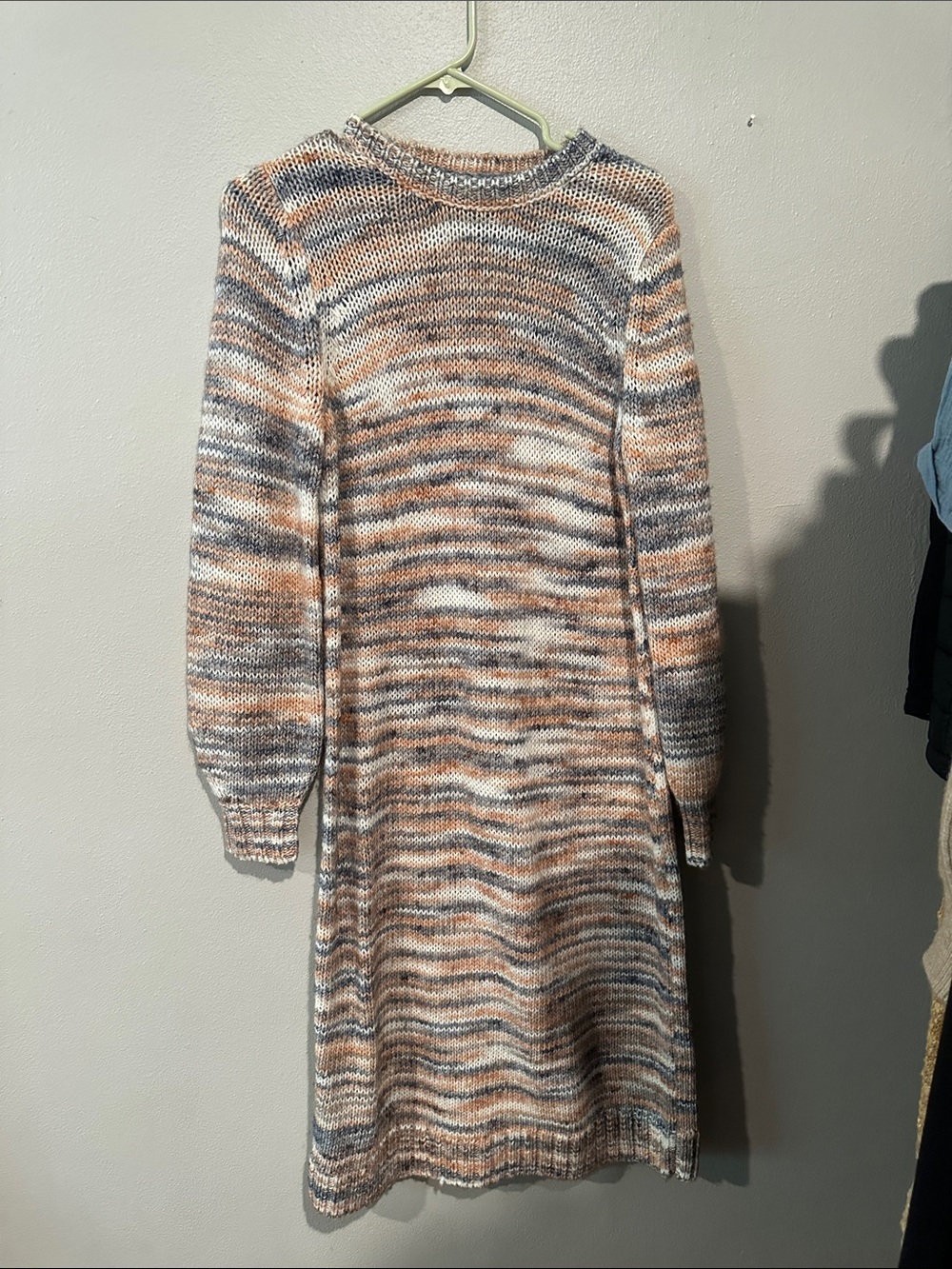 LOFT Striped Knit Long Sleeve Sweater Dress - Neutral Stripe